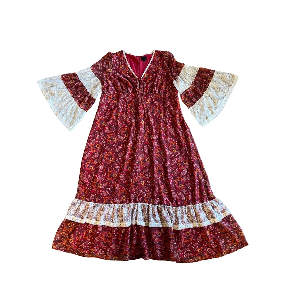 NWT $219 Gunne Sax for ModCloth Josephina Bell-Sleeve 3X Maxi Dress Red Paisley